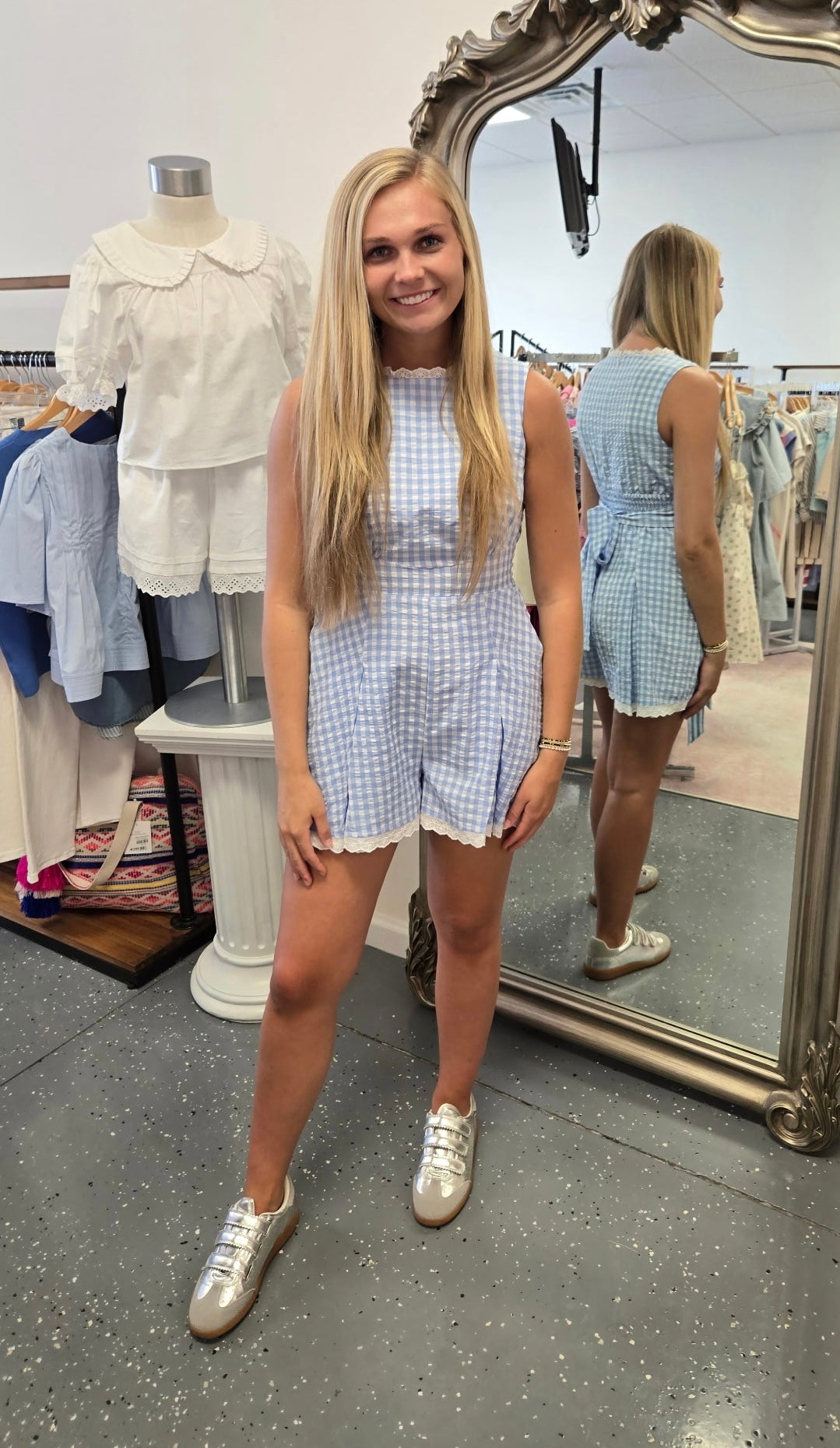 Stay a While Blue Romper