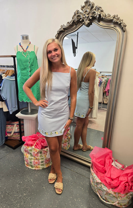 Lemon Embroidered MIni Dress