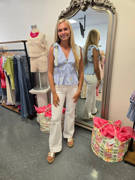 Marina Lemon Striped Top