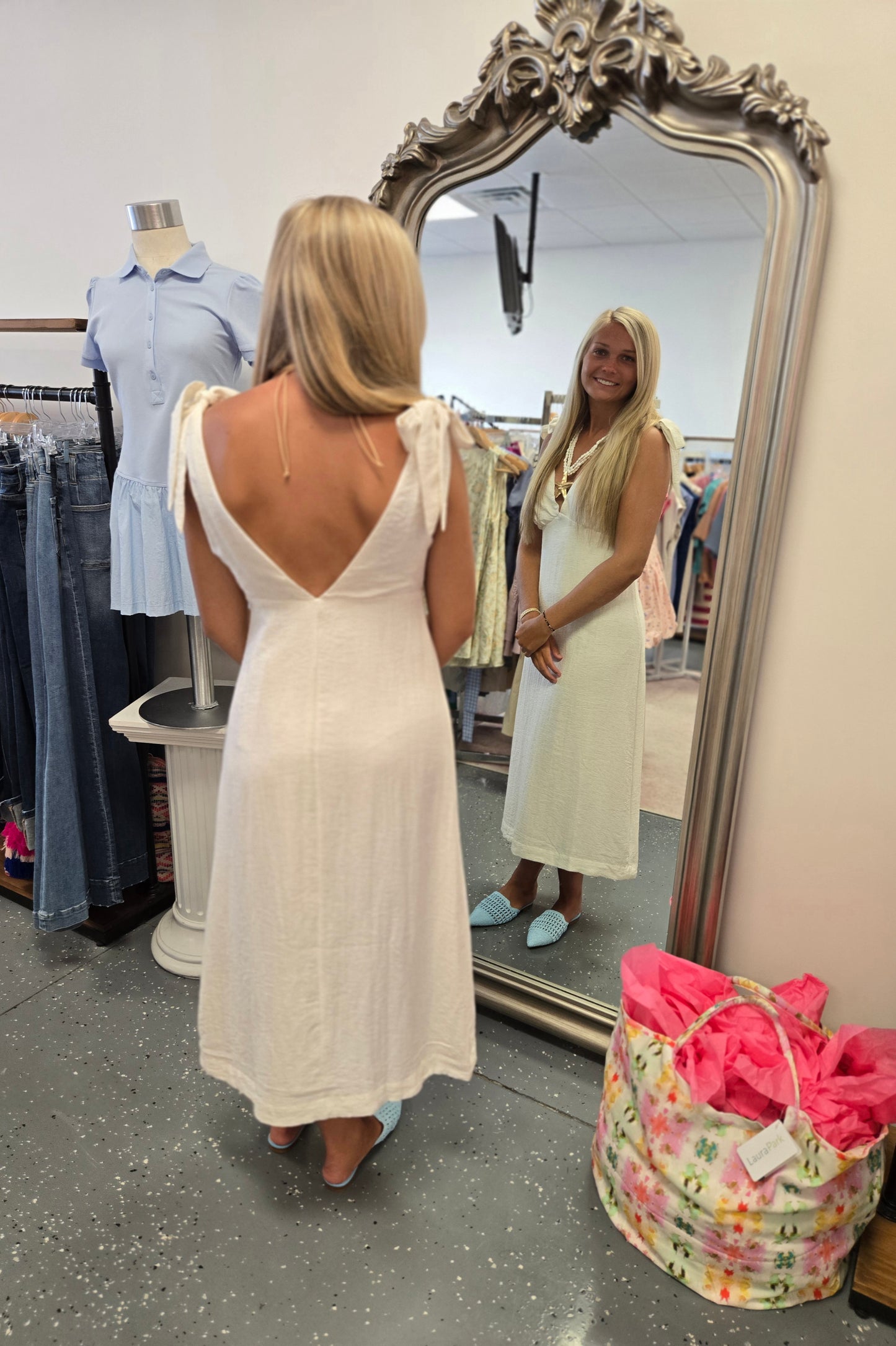 Midi V-Neck Midi- Oatmeal