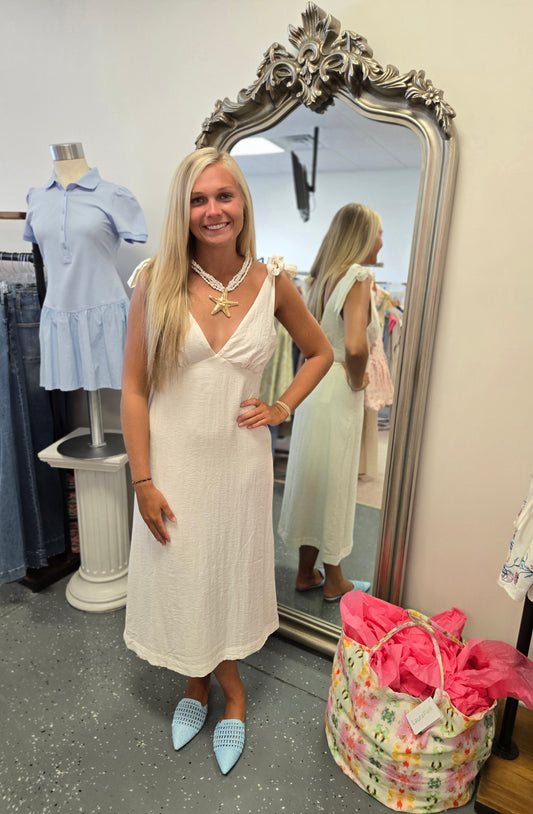 Midi V-Neck Midi- Oatmeal