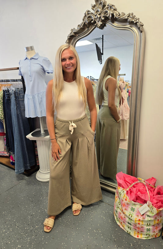 Cotton Terry Wide Leg Pants