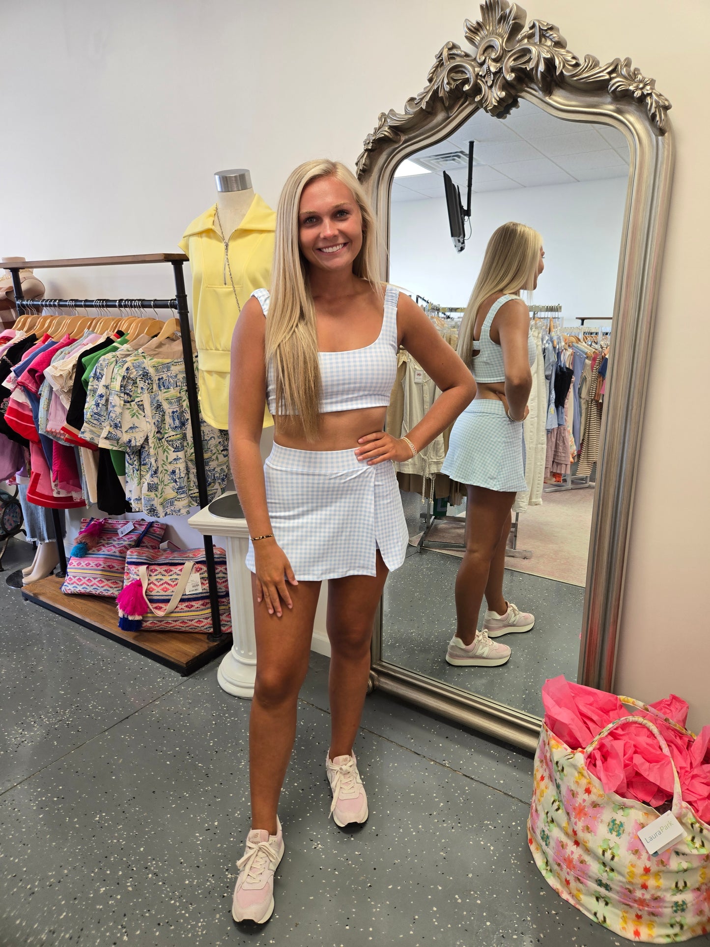 Gia Gingham Skort-Blue