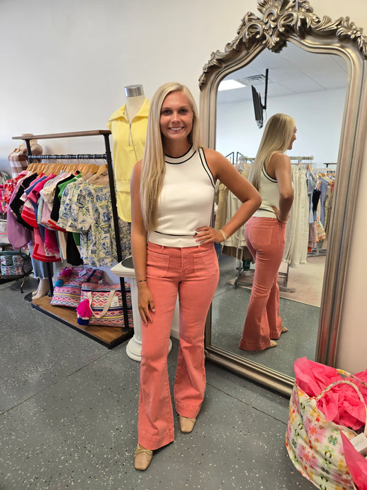 Contrasting Stripe Knit Halter