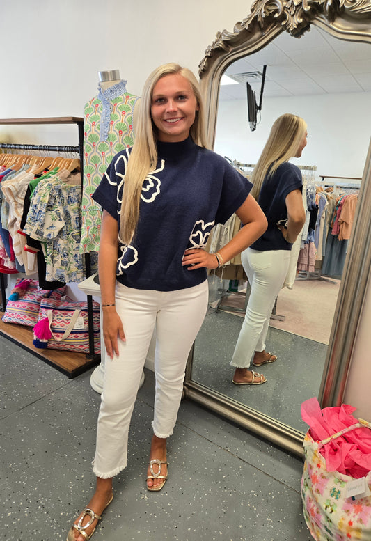 Embroidered Knit Top