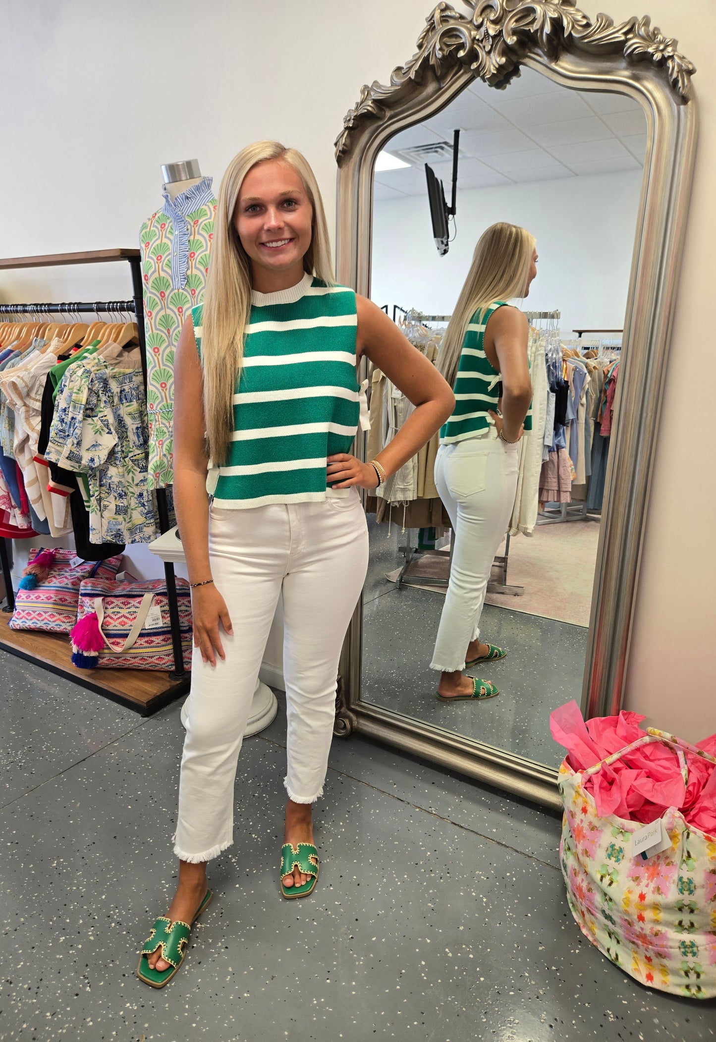 Side Tie Vest-Green