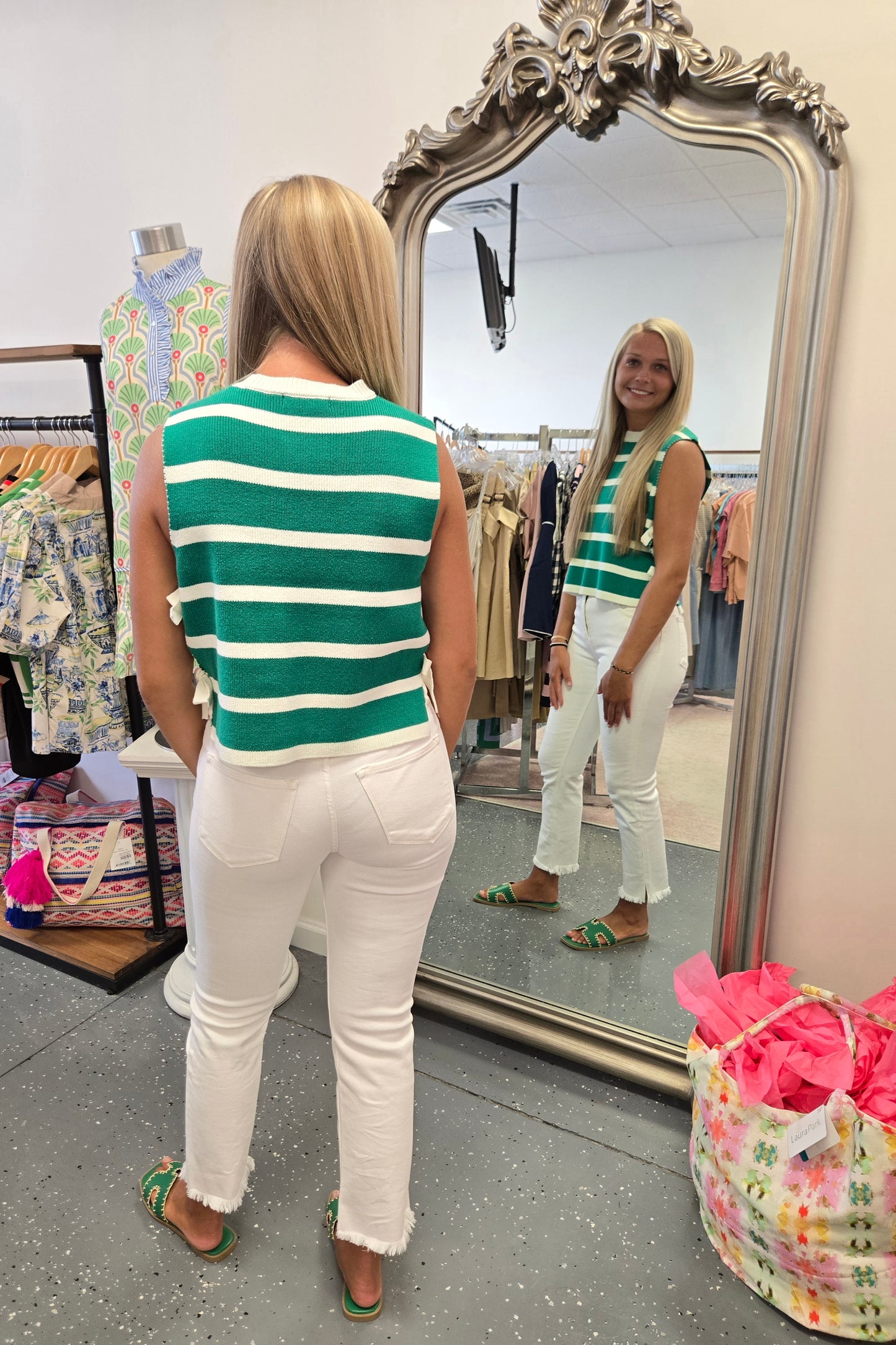 Side Tie Vest-Green