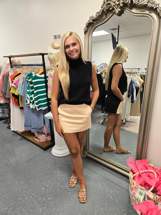 Lessi Colorblock Skort Taupe/Black