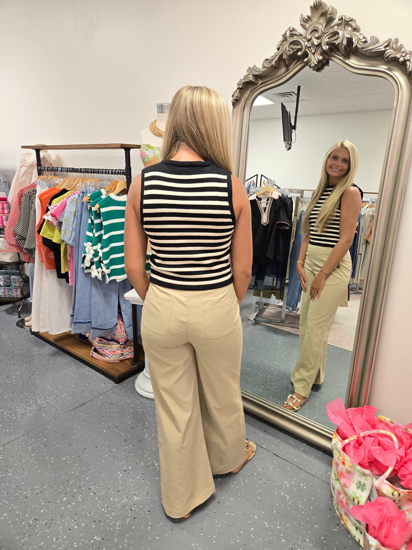 Solid Side Button Dress Pants
