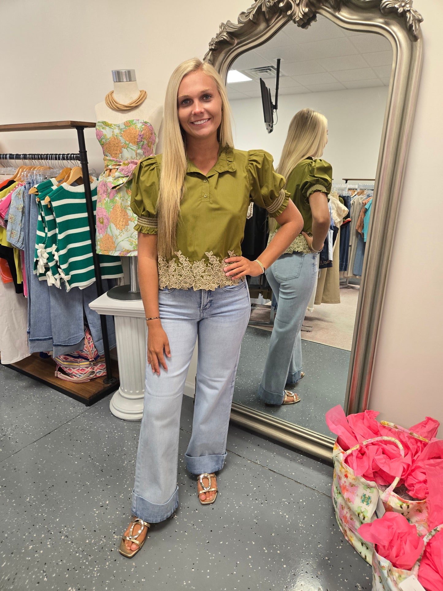 Embroidered Detail Button Up Blouse
