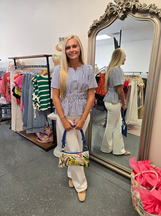 Striped Baby Doll Style Top