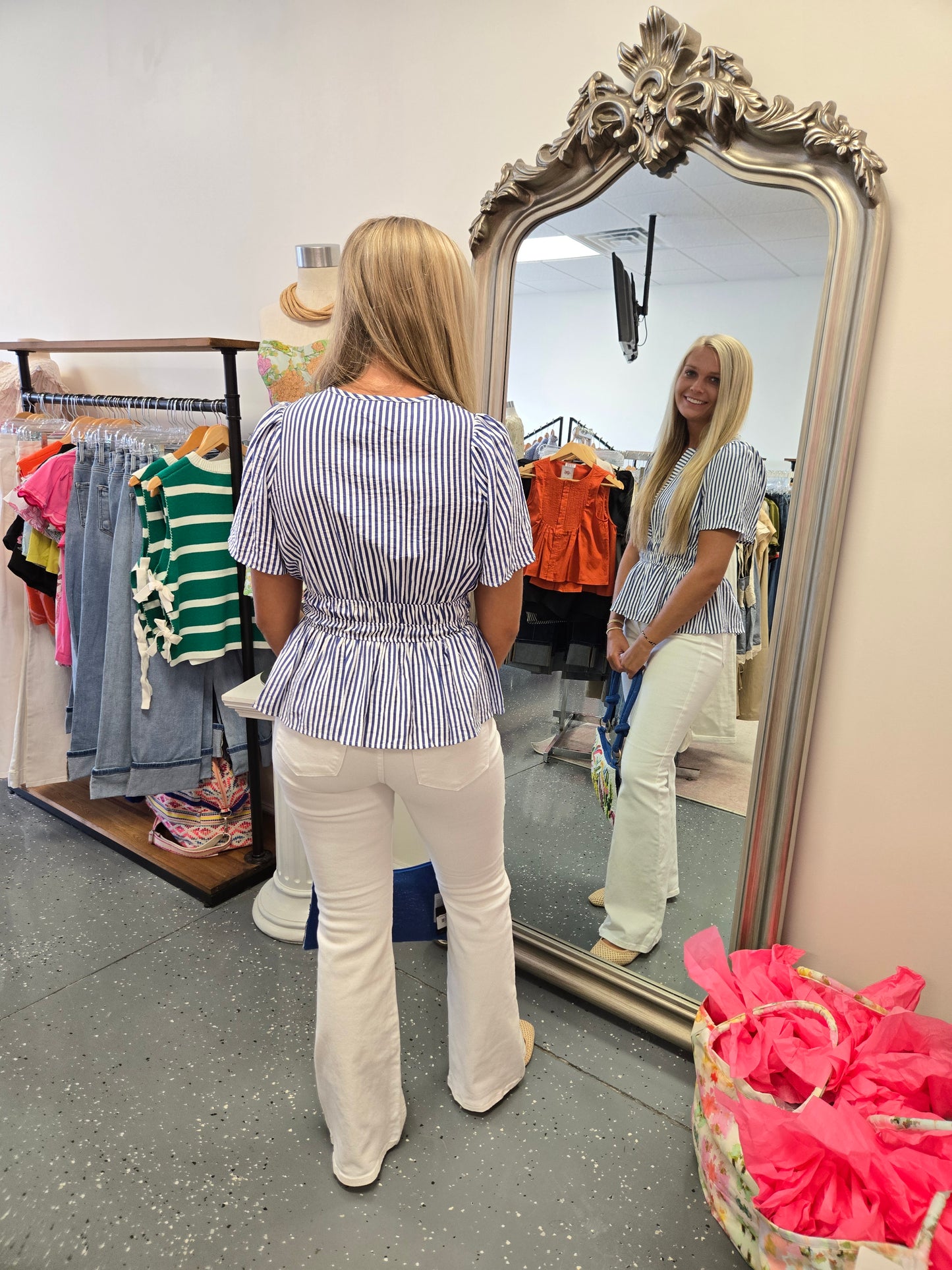 Striped Baby Doll Style Top