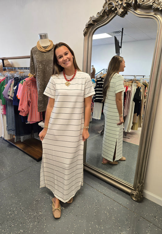 Striped Scuba Maxi Dress