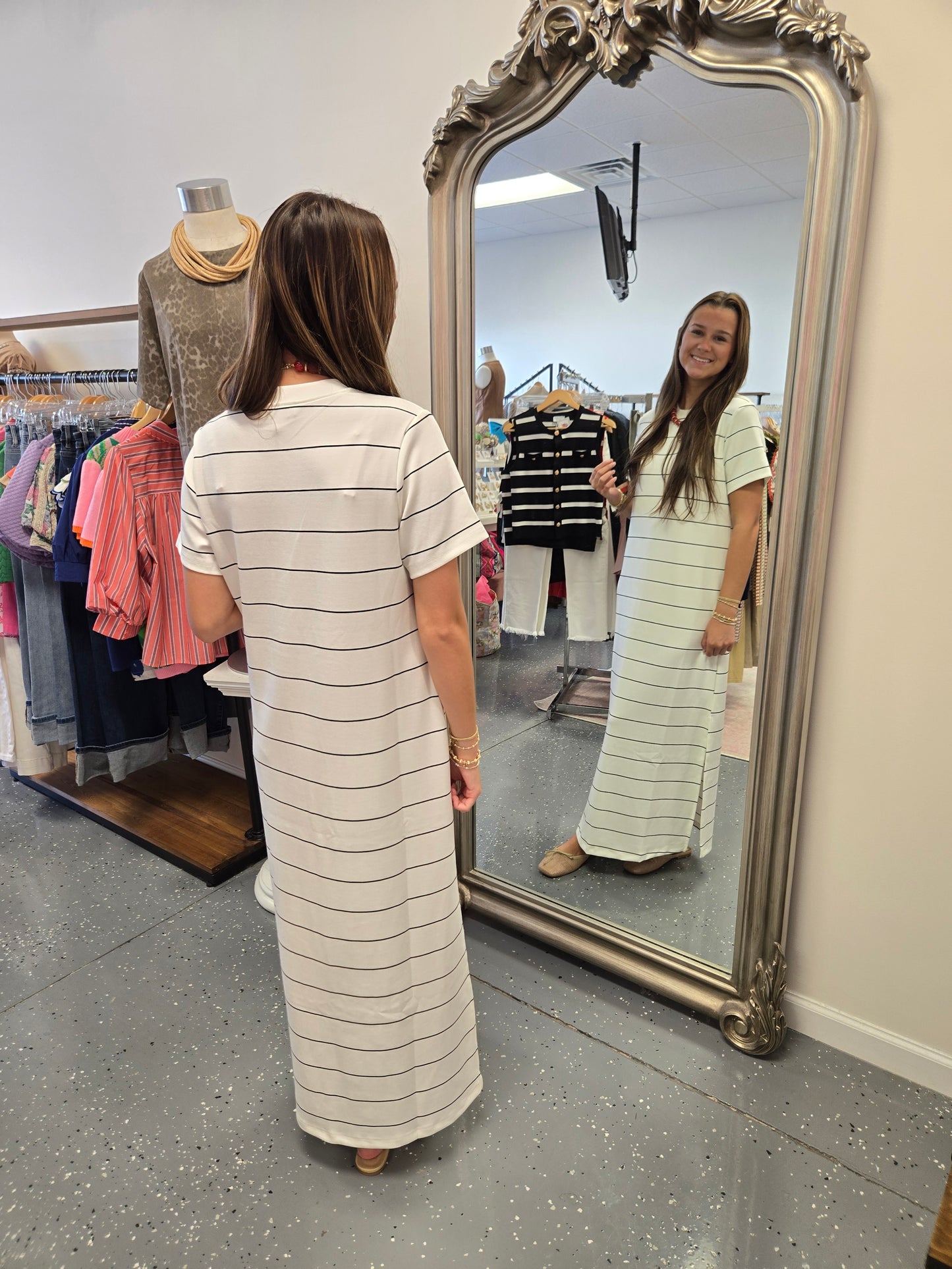 Striped Scuba Maxi Dress