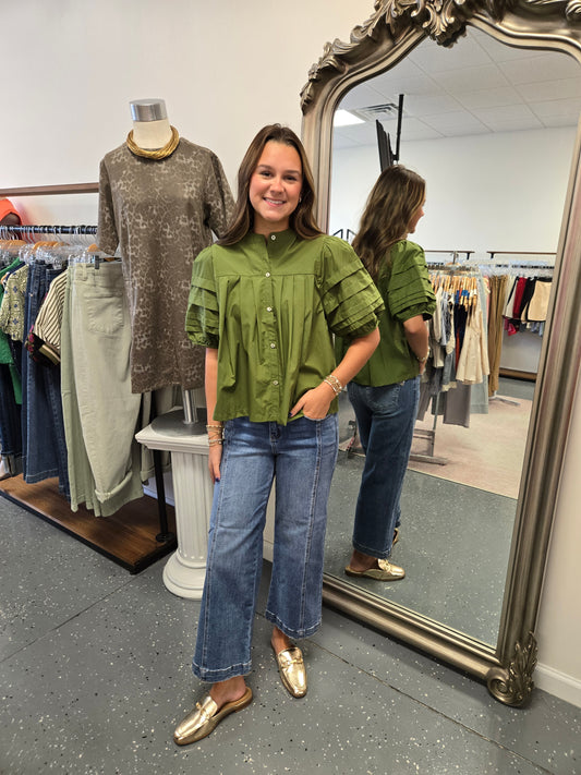 Pintuck Button Down Blouse
