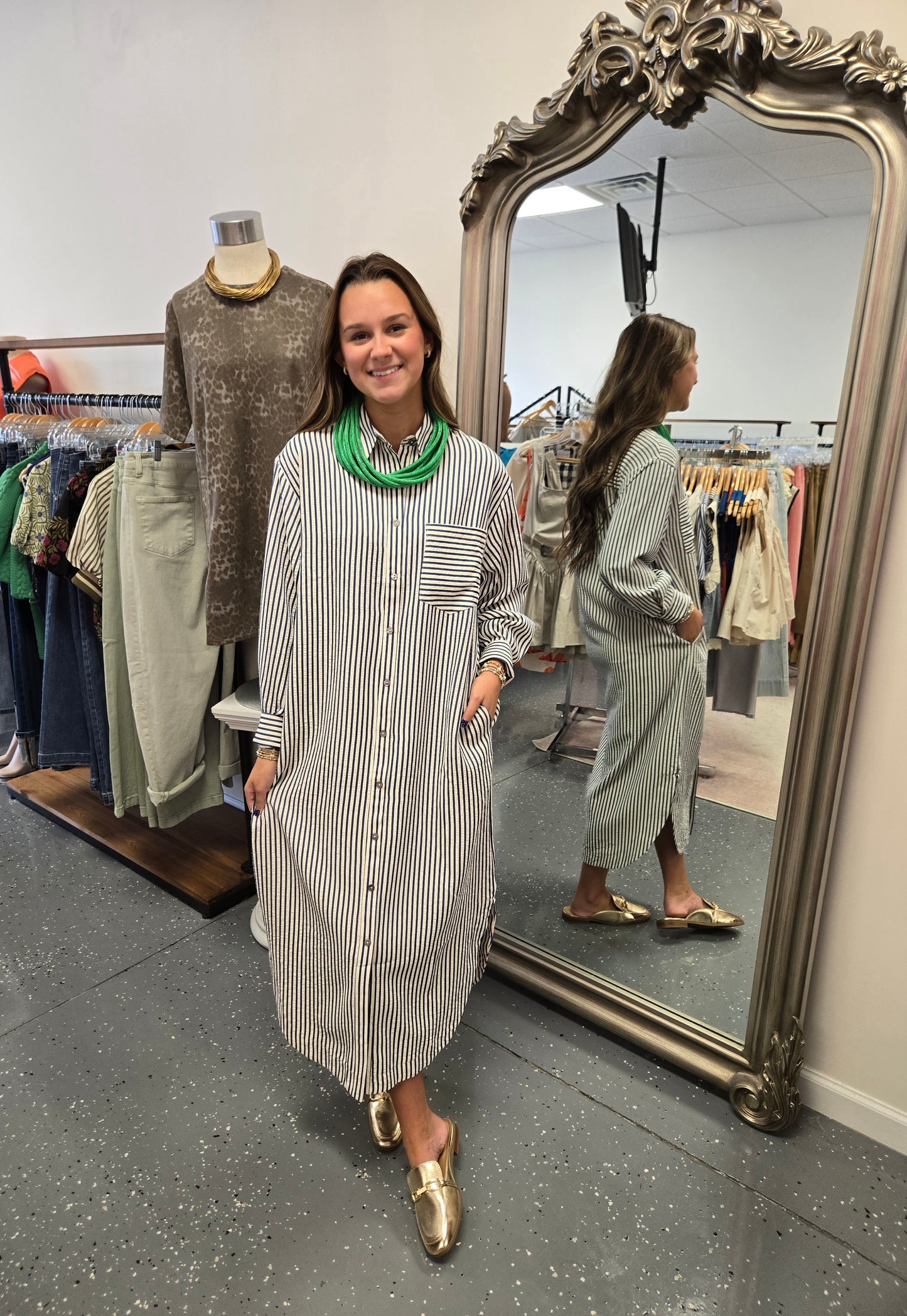 Oversized Button Down Midi Dress