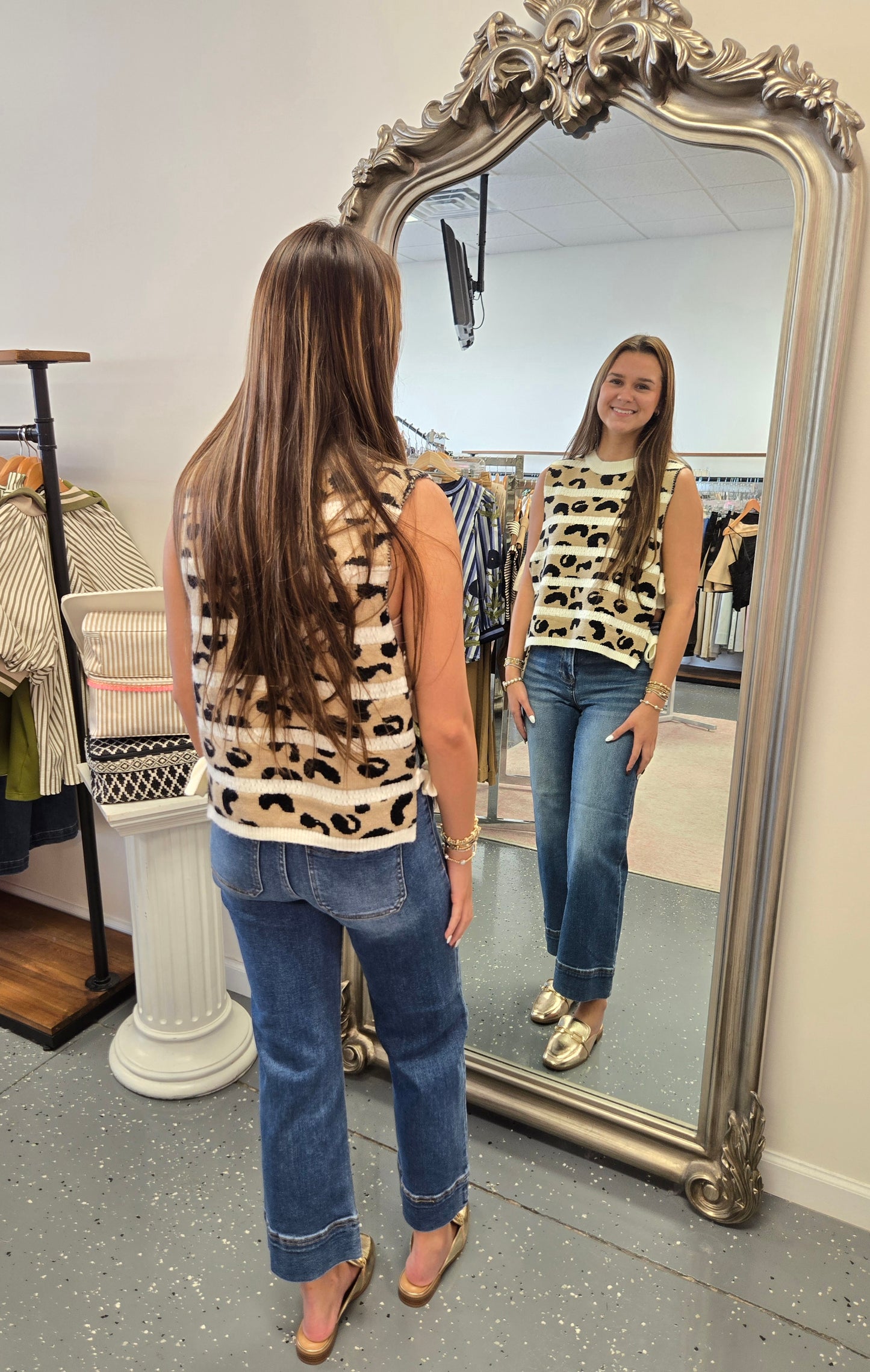 Animal Striped Sweater Vest