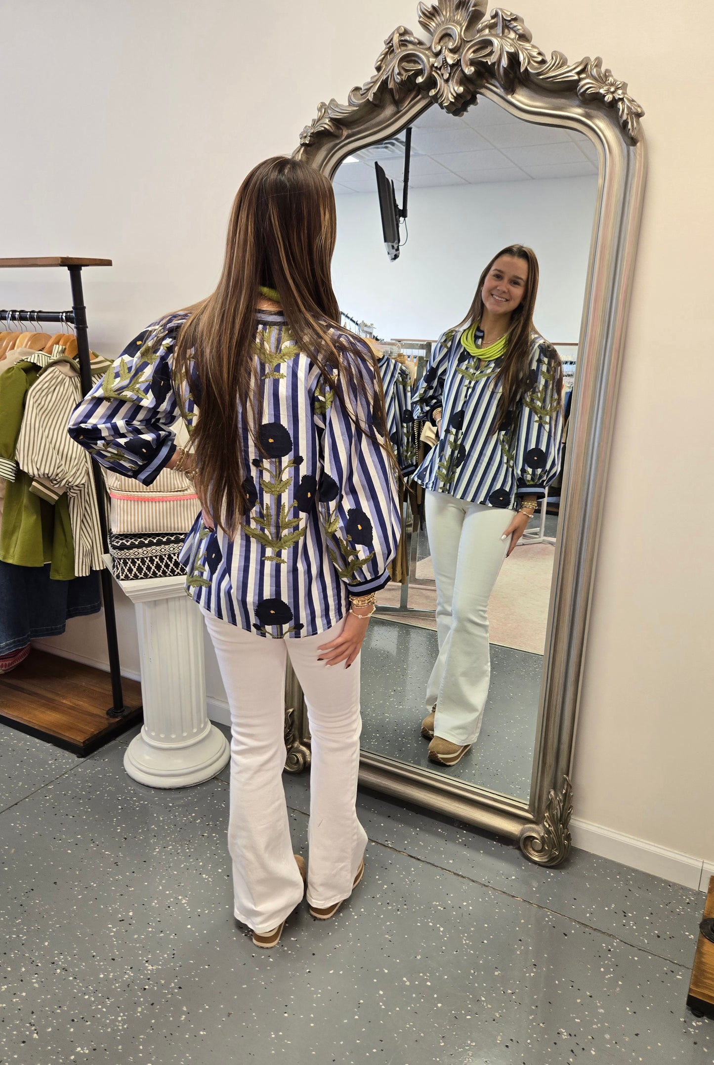 Striped Floral Blouse