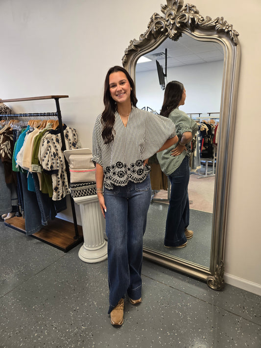 Set The Scene Striped Blouse