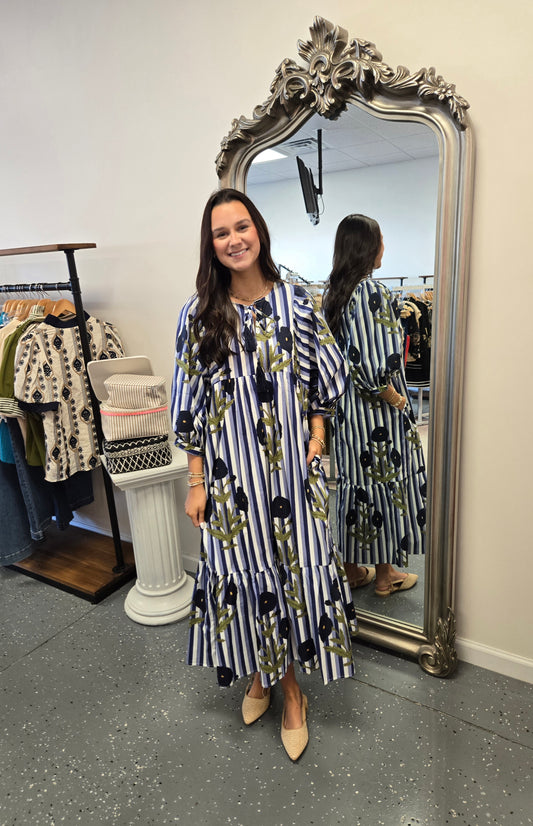 The Darsey Midi Dress-Blue