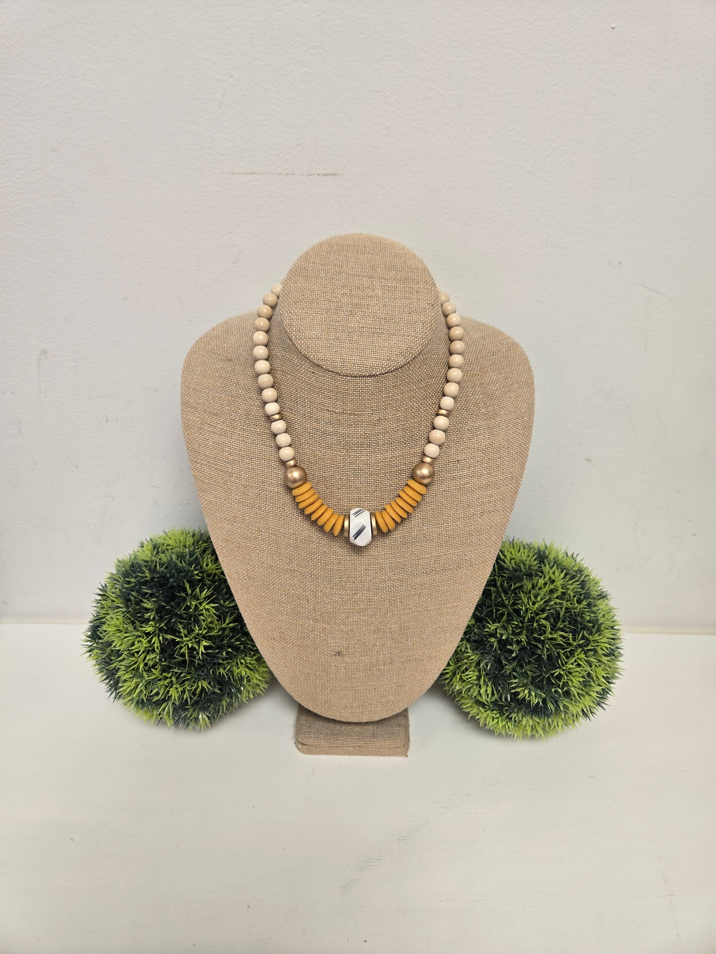 Fall Orange Beaded Statement Necklace