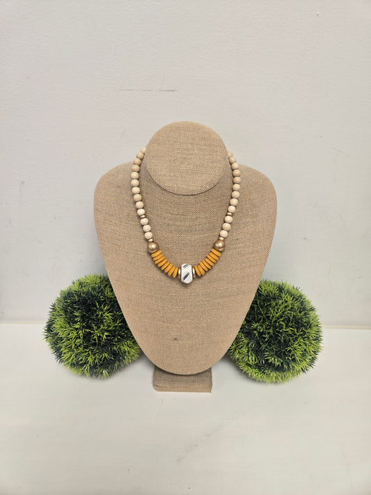 Fall Orange Beaded Statement Necklace