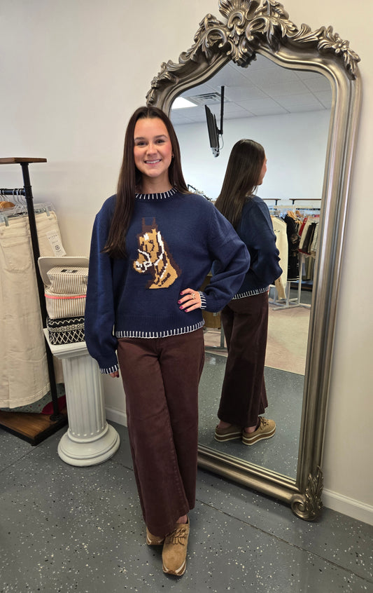 Hailey Motif Horse Sweater