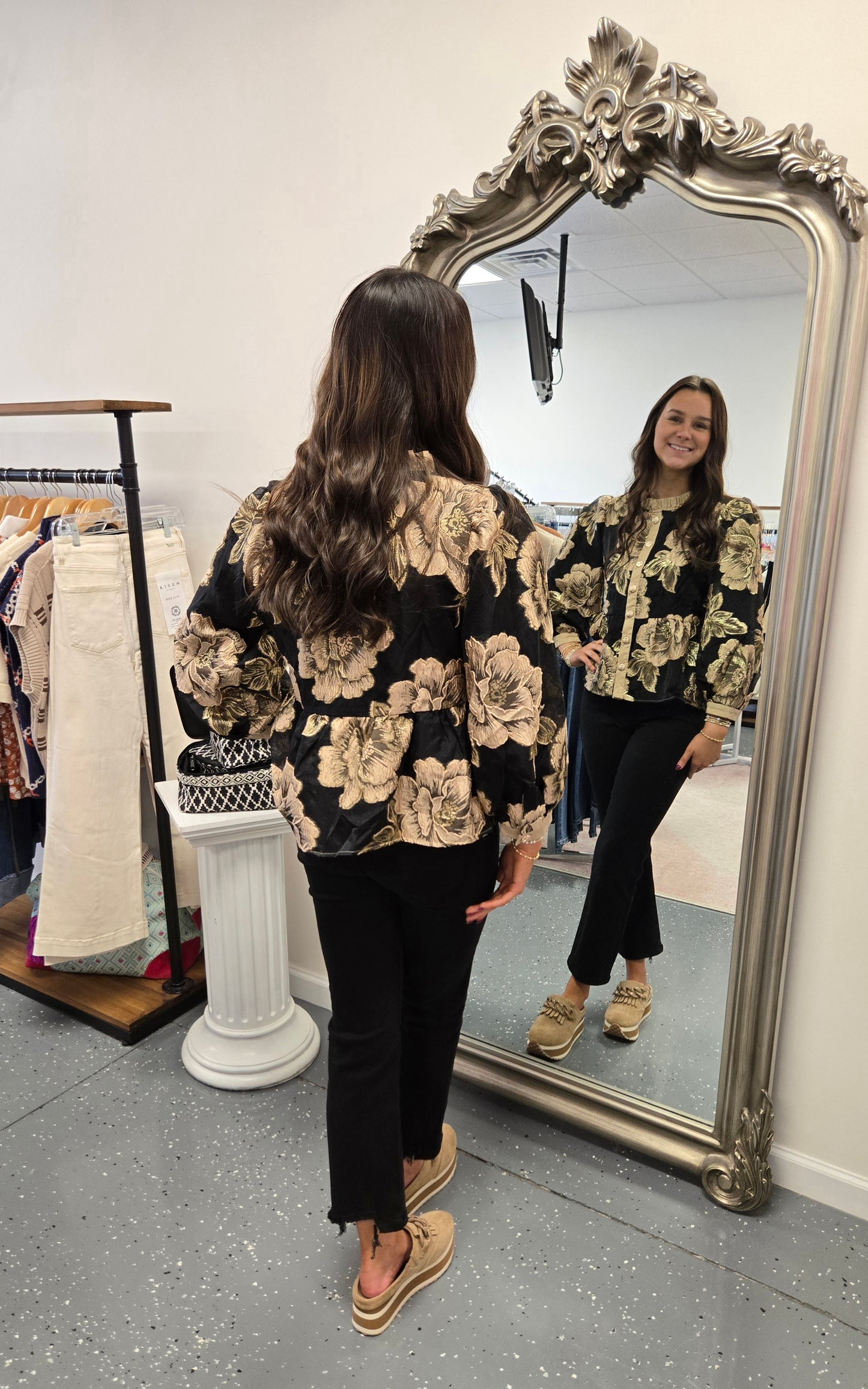 Floral Jacquard Blouse