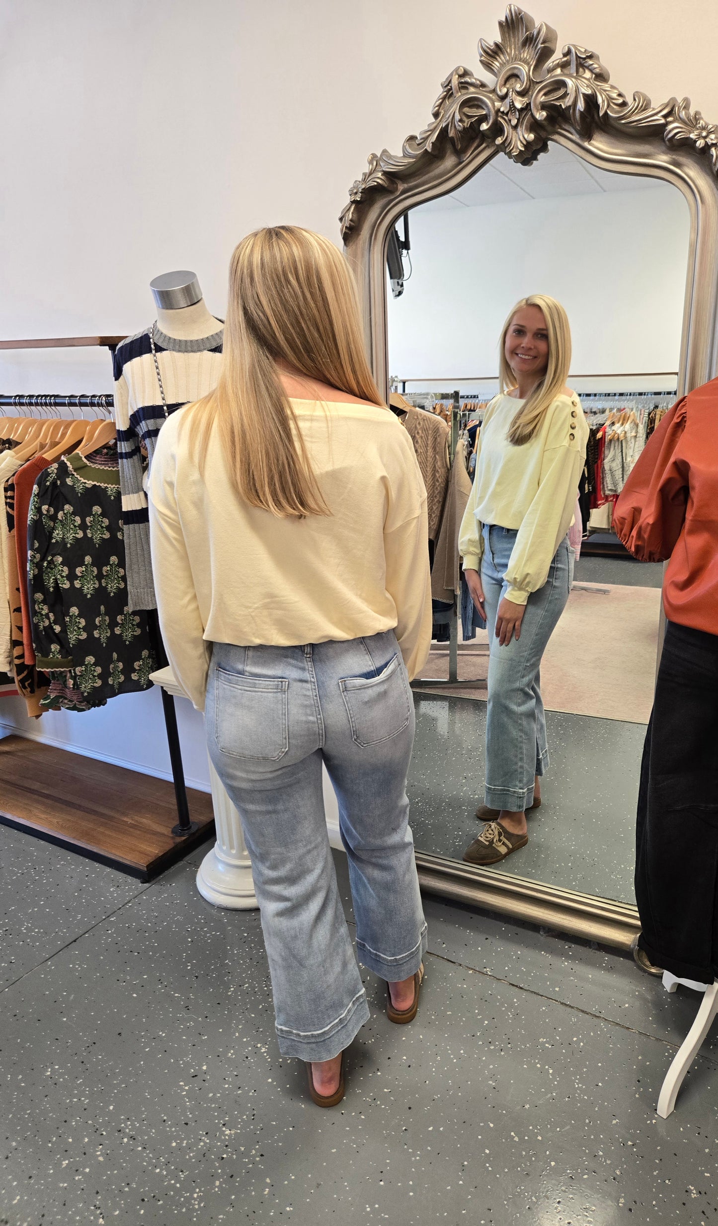 Button Shoulder Knit Top