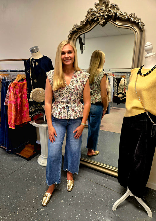 Floral Jacquard Tie Vest