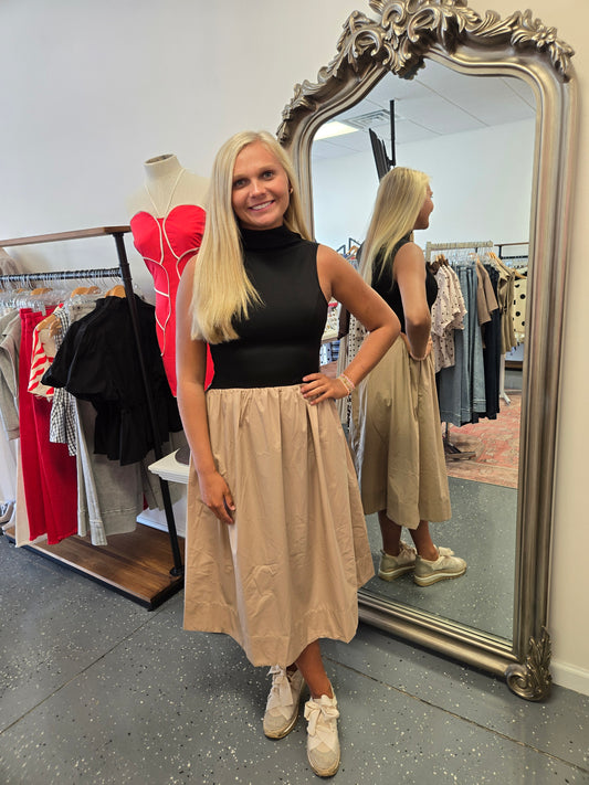 Desert Dune Mock Neck Midi