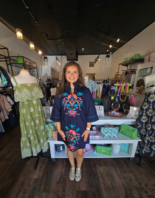 Midnight Garden Embroidered Dress