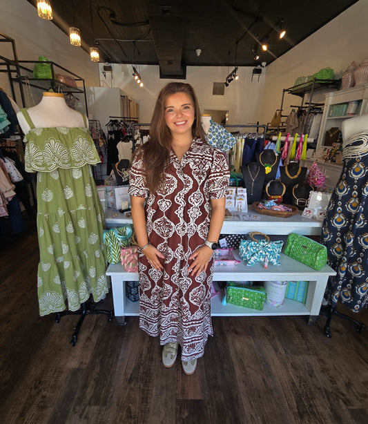 Mocha Medalion Midi Dress