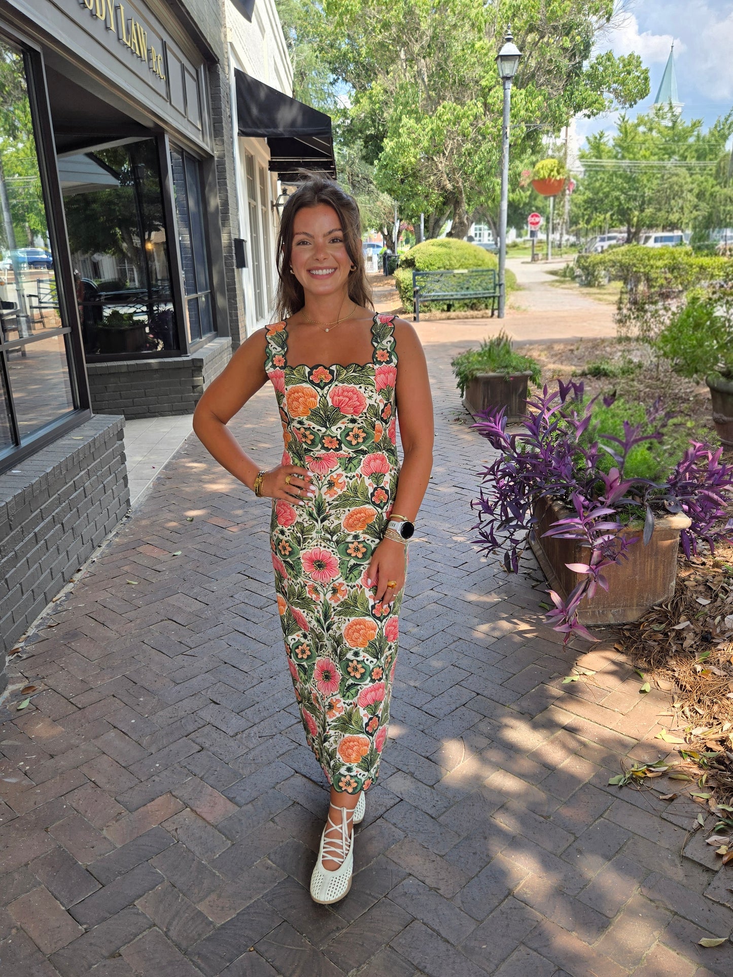 Secret Garden Scallop Midi Dress
