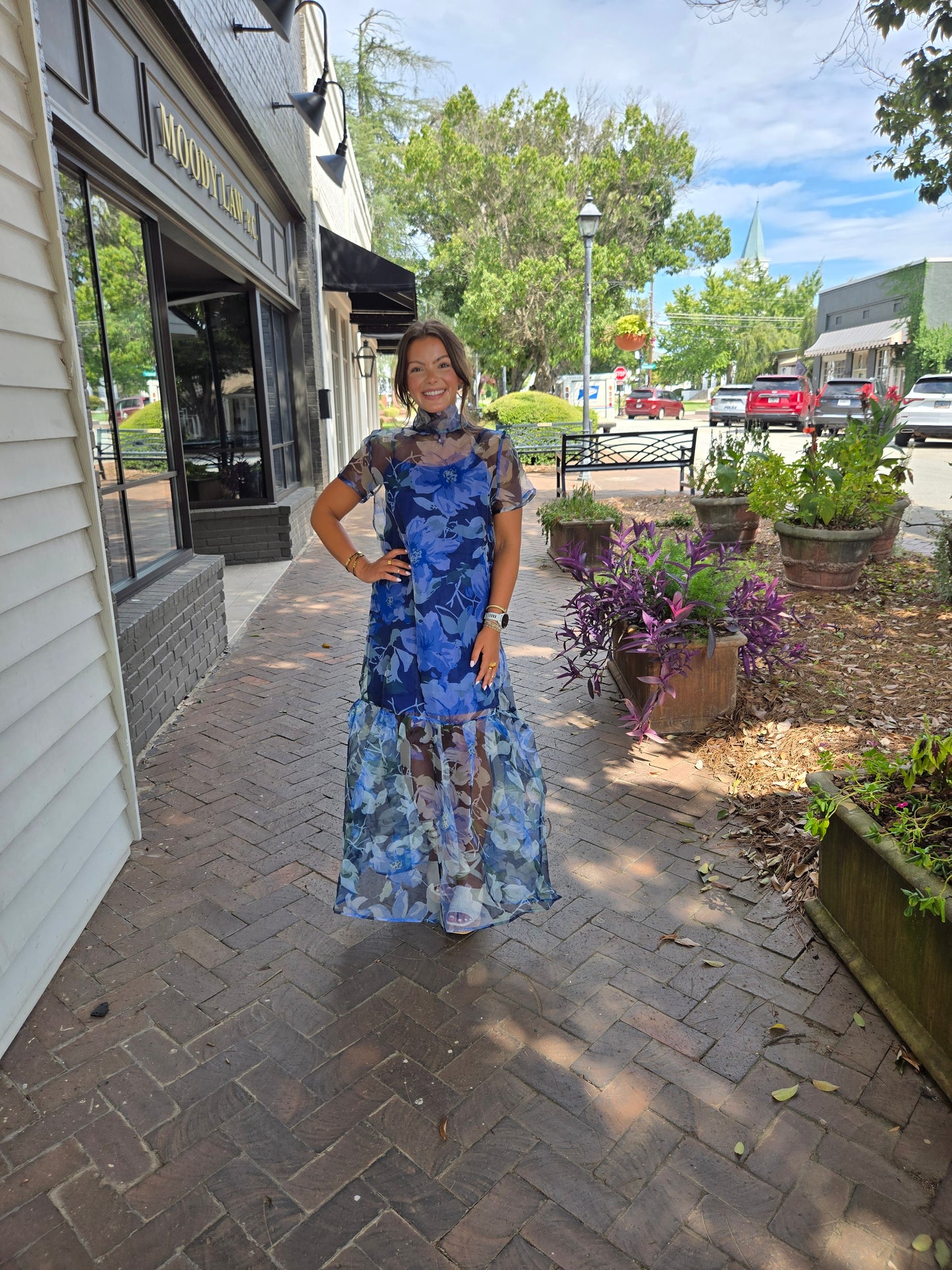 Ellery Floral Dime Organza Maxi Dress