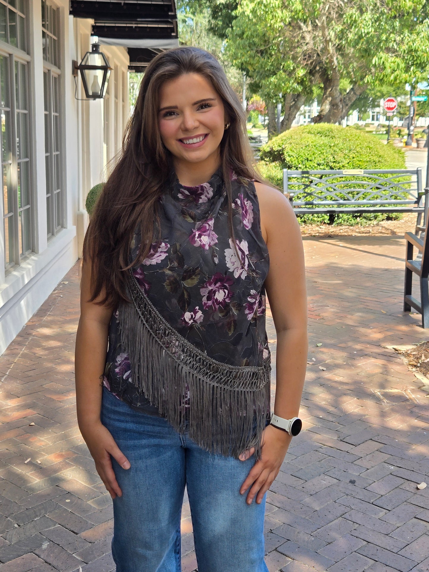 Fringe Cowl Neck Tank