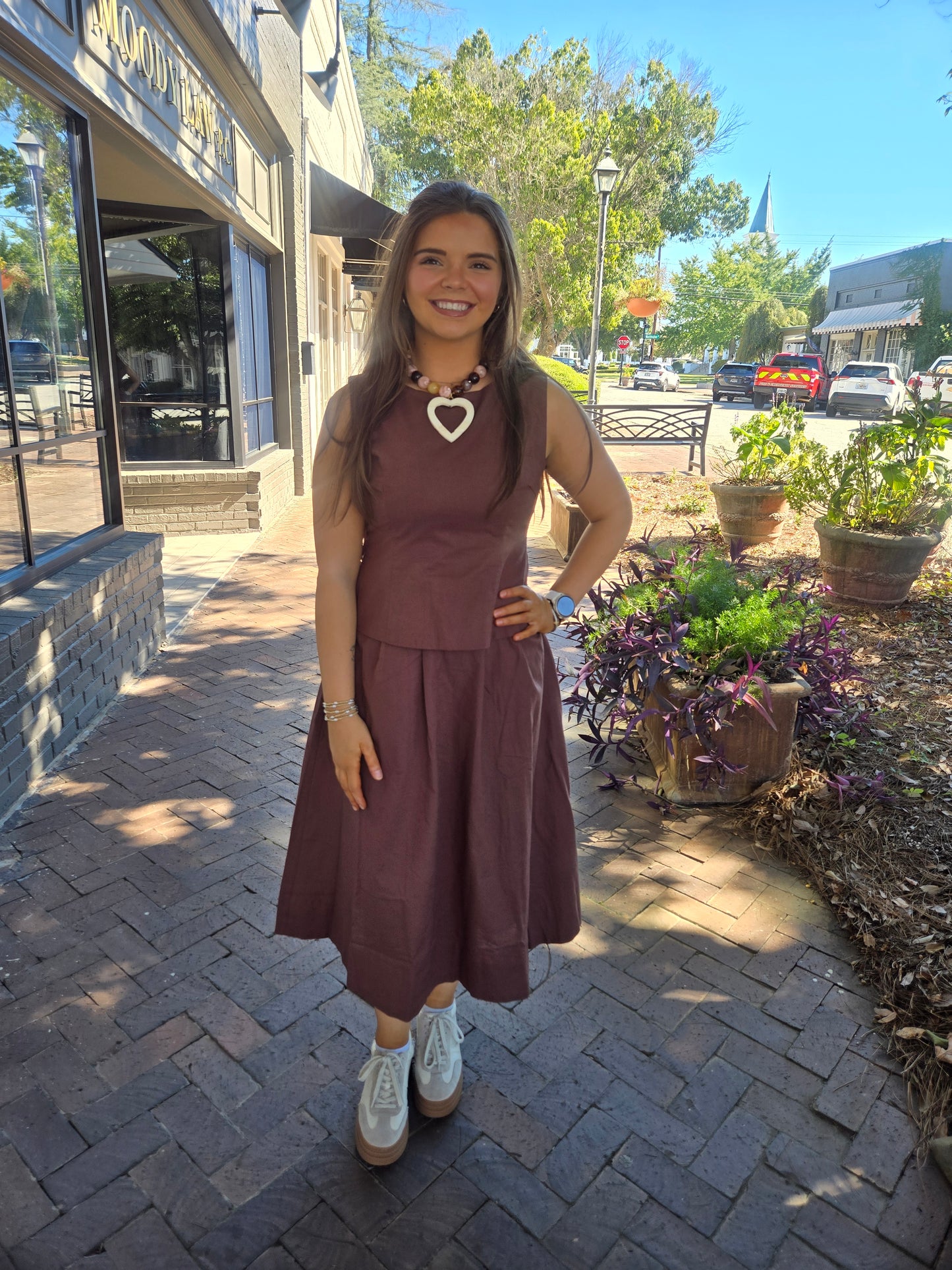 Mocha Moments Two-Piece Midi Skirt Set