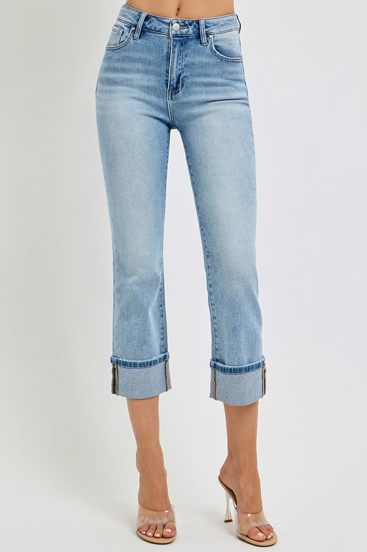 High Rise Ankle Straight Jeans