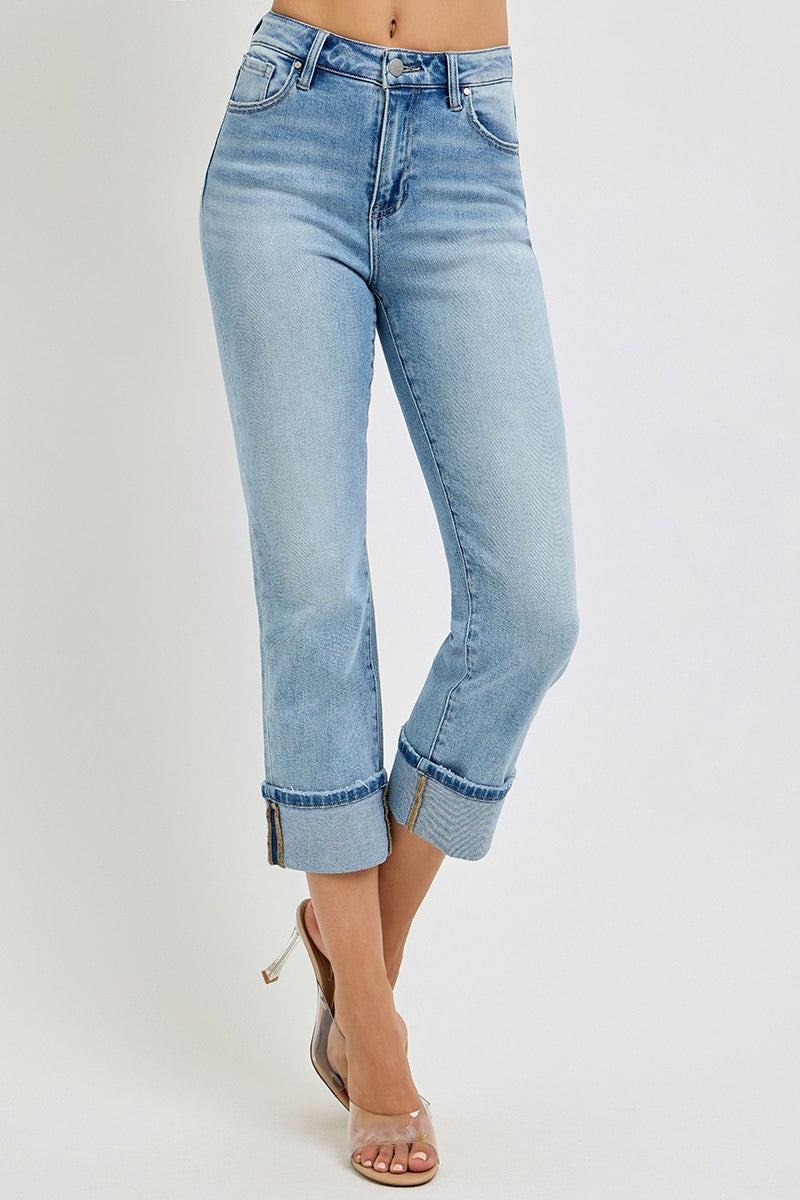 High Rise Ankle Straight Jeans