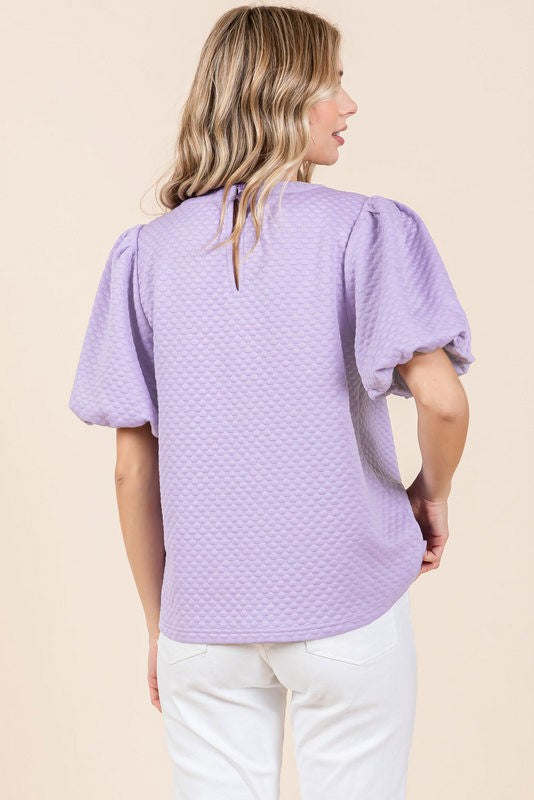 Embossed Puff Sleeve Top