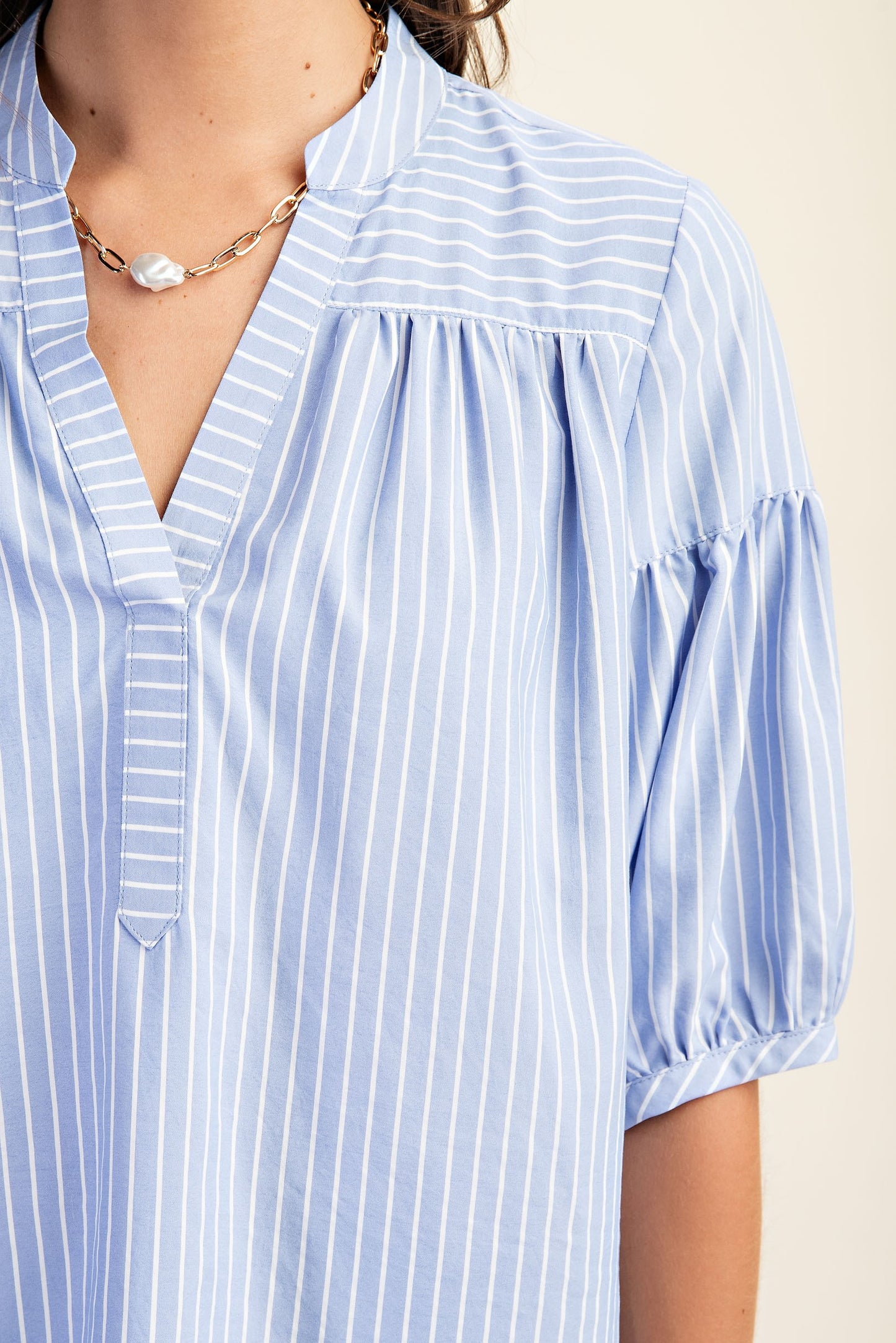 Striped V-Neck Blouse