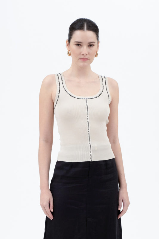 Contrasting Knit Tank