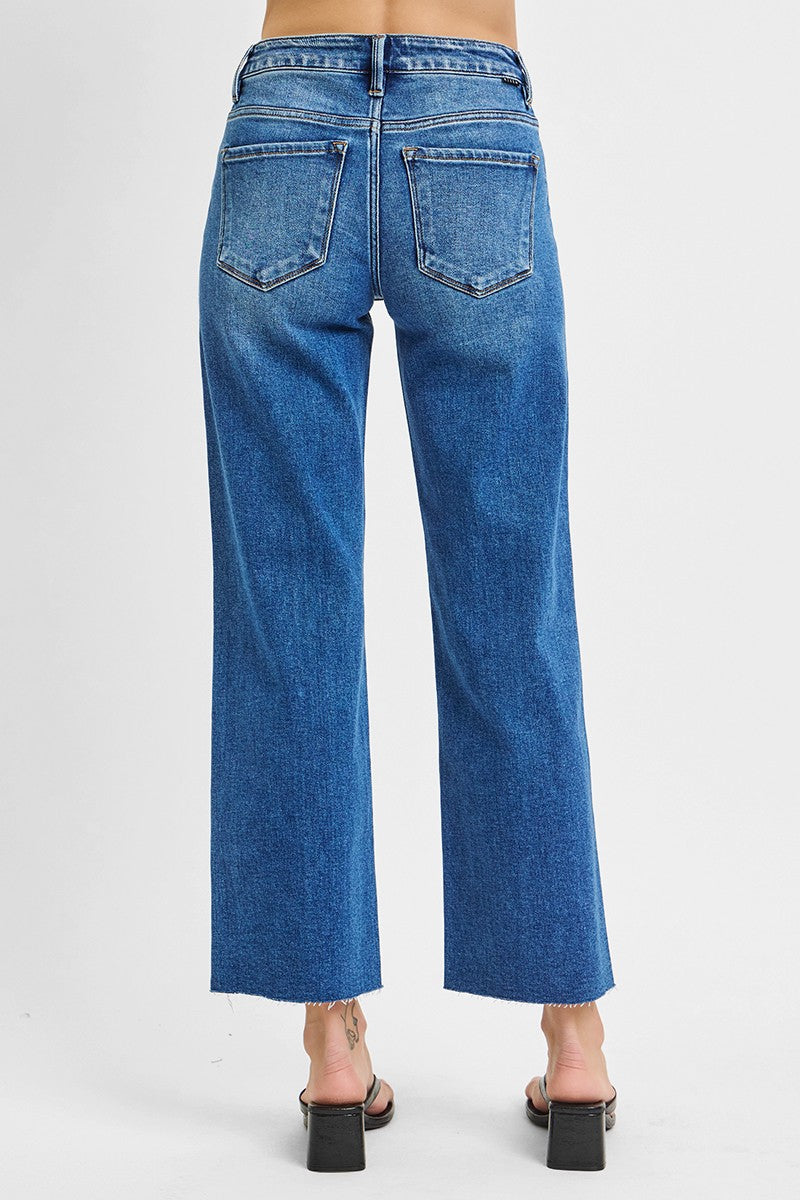 Medium Wash Straight Cut Hem Jeans