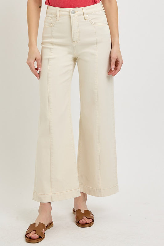 TC-High Rise-Crop Wide Pants-Ivory