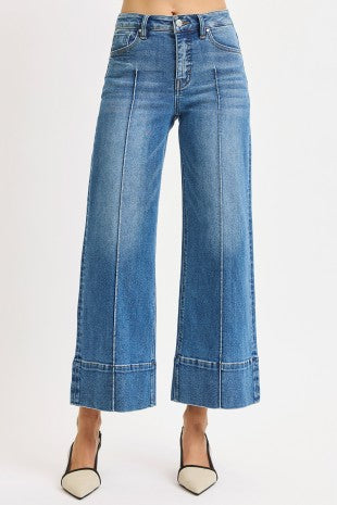 Pin Tuck Wide Leg Jeans