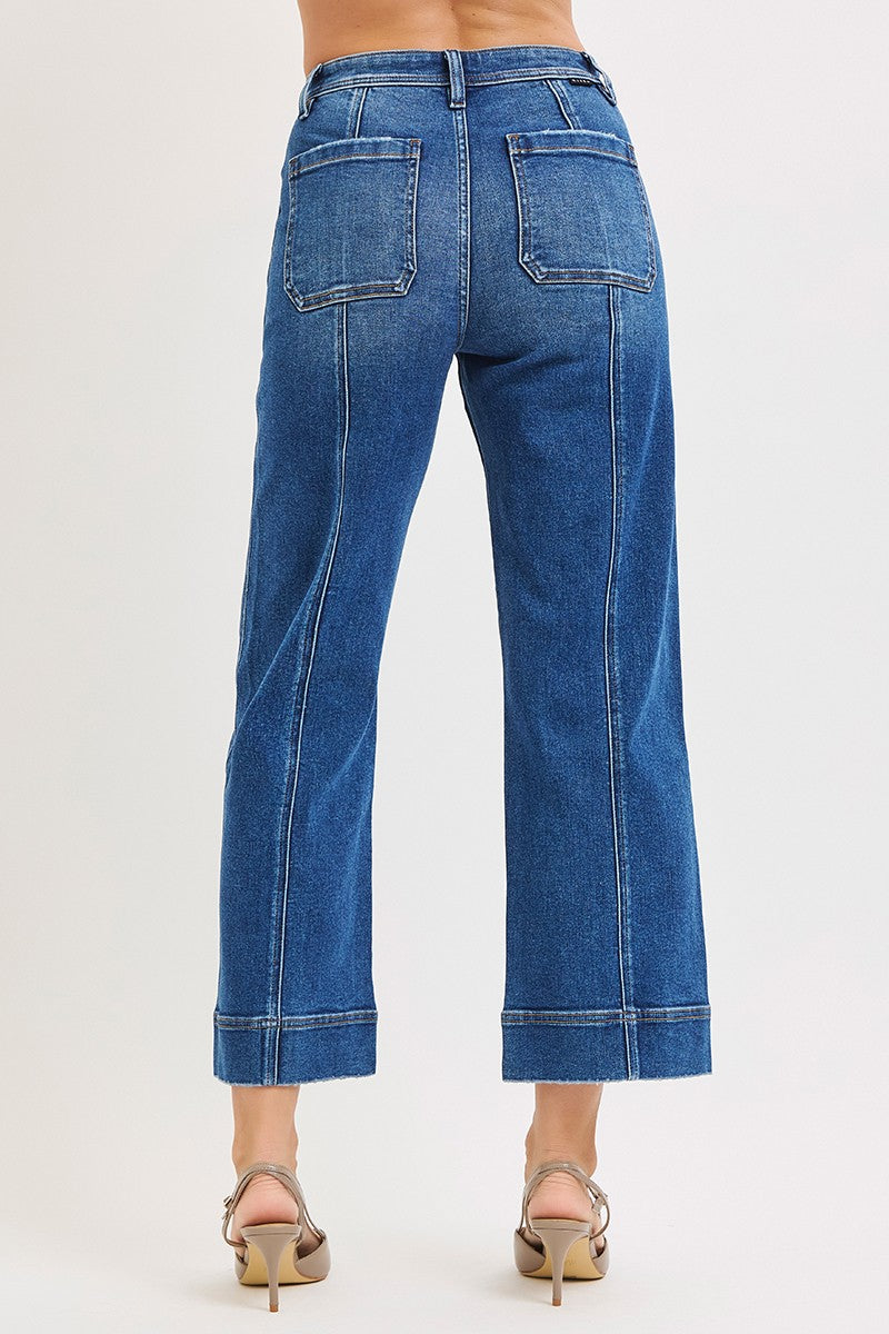 High Rise Crop Straight Jeans