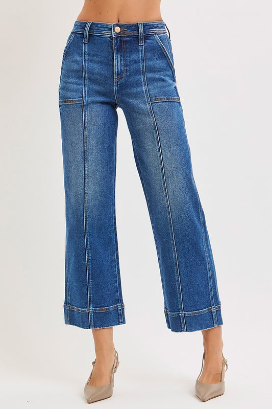 High Rise Crop Straight Jeans