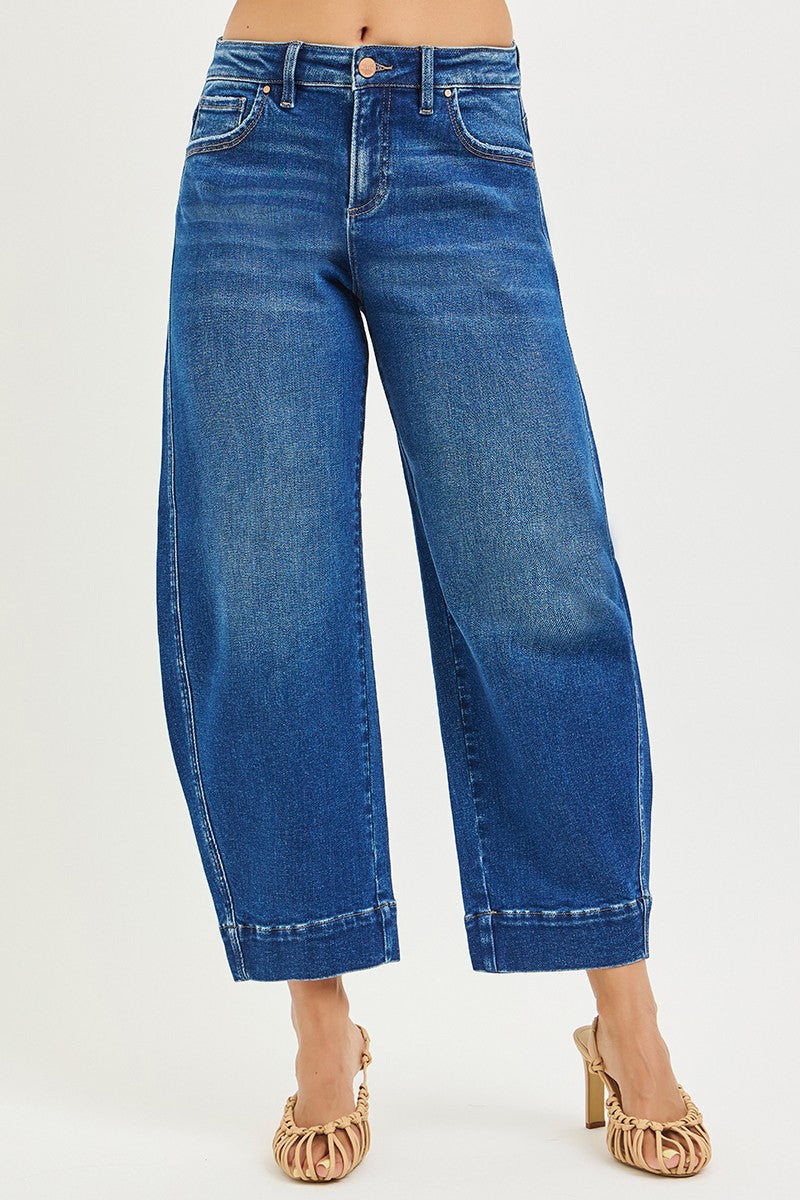 Mid Rise Crop Barrel Jeans