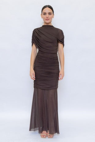 Draped Ruched Maxi Dress