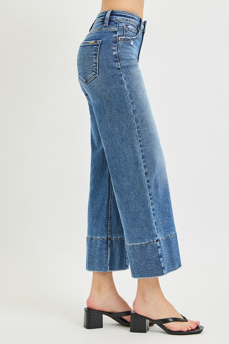 Tummy Control Cropped Distressed Jeans